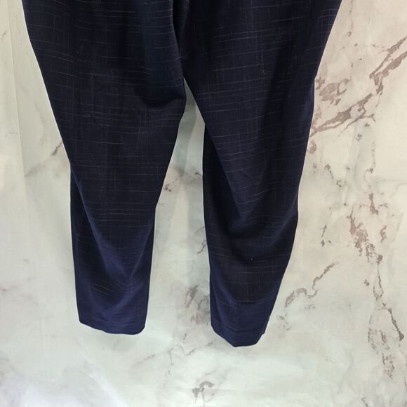 Modcloth Pants Womens 1X Blue Plaid Crop High Rise Belted Straight Pencil - Picture 6 of 9